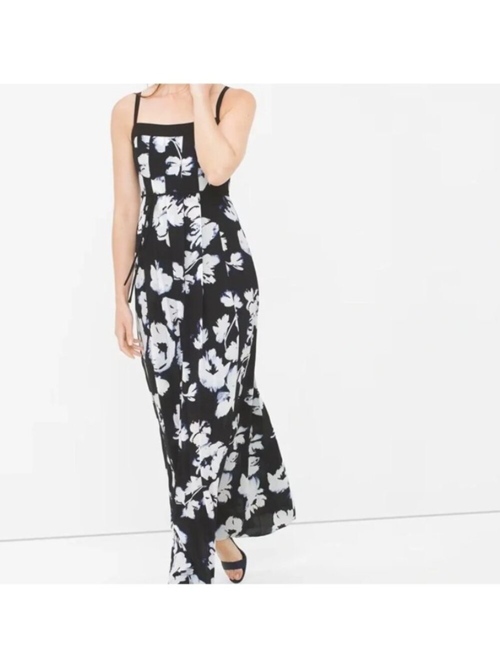 White House Black Market Floral Spaghetti-Strap Maxi Dress